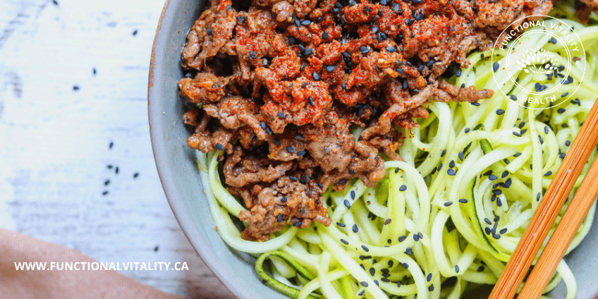 Sesame and Ginger Beef with Zucchini Noodles