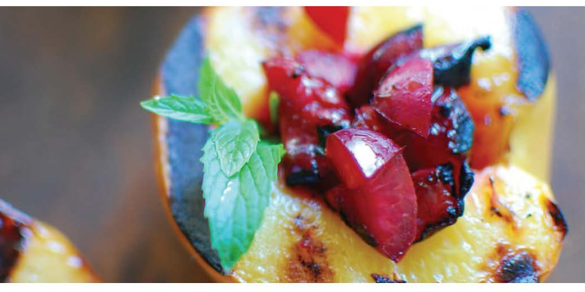 Grilled Cherry Stuffed Peaches